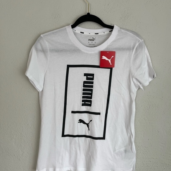 Puma Woman White Logo Print Fearless Tee, Size Small - Picture 2 of 5